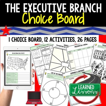Preview of Executive Branch Activities Choice Board, Digital Google Learning & Print