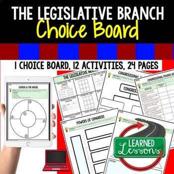 Preview of Legislative Branch Activities Choice Board, Digital Google Learning & Print