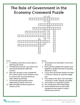 Preview of Civics: The Role of Government in the Economy Crossword Puzzle
