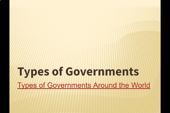 Preview of Civics - Types of Governments Notes & Assignment