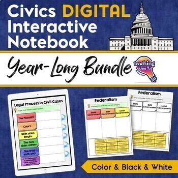 Preview of Civics & U.S. Government DIGITAL Interactive Notebook BUNDLE / Digital Learning