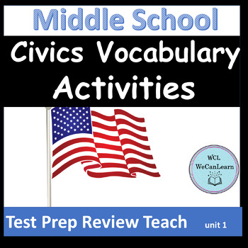 Preview of Civics Review and Vocabulary Activities Unit 1