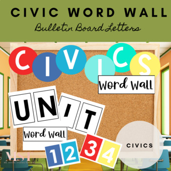 Preview of Civics Word Wall Bulletin Board Letters and Word Wall Exit Ticket