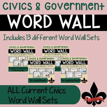 Preview of Civics Word Wall Bundle: US Government & Citizenship