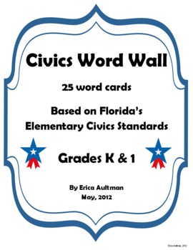 Preview of Civics Word Wall - Grades K & 1