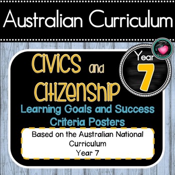 Preview of Civics and Citizenship Year 7 Learning Goals and Success Criteria Posters