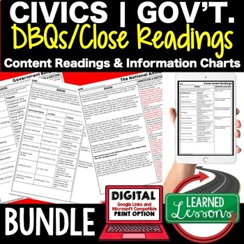 Preview of Civics and Government DBQ Reading Activity Google Civics Close Reading BUNDLE