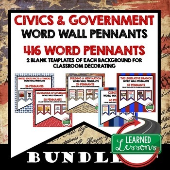 Preview of Civics and Government Word Wall BUNDLE (419 Words) Civics Word Wall Bundle