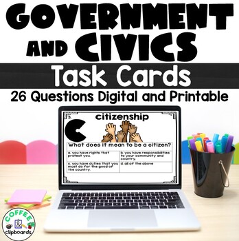 Preview of Civics and Government Task Cards Activity SS5CG1, SS5CG2, SS5CG3