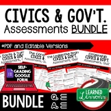 Civics and Government Tests, Quizzes, Assessments BUNDLE &