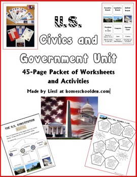 Preview of Civics and Government Unit: 30-Page Packet of Worksheets & Activity Cards