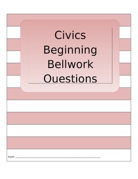 Preview of Civics/Government Bellwork Notebook