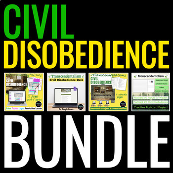 Preview of Civil Disobedience BUNDLE | Annotation Lesson, Assessment, Project/Presentation