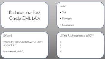 Preview of Civil Law Task Cards