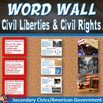 Preview of CIVIL LIBERTIES & CIVIL RIGHTS | Vocabulary WORD WALL Posters | editable