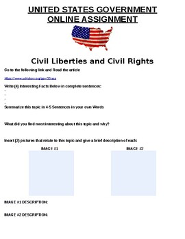 Preview of Civil Liberties and Civil Rights ONLINE ASSIGNMENT