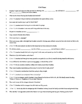 Preview of Civil Peace by Chinua Achebe Guided Reading Worksheet Crossword & Wordsearch