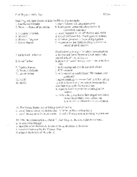 Preview of Civil Rights 1960s Test: Matching , multiple choice, short answer with Key!