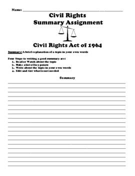civil rights writing assignment