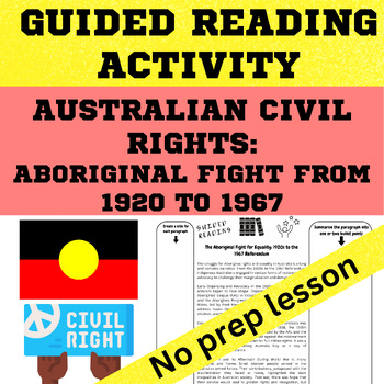 Preview of Civil Rights Australian History Aboriginal 1920s to 1967 Guided reading, slides