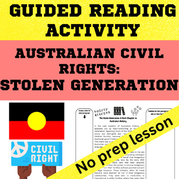 Preview of Civil Rights Australian History - Stolen Generation Guided reading, Slides