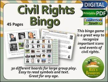 Preview of Civil Rights Bingo Game - Print and Digital Versions