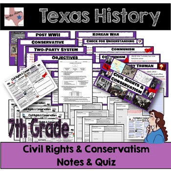 Preview of Texas History - Civil Rights & Conservatism Notes & Quiz/Test
