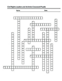 Civil Rights Crossword Puzzle, Black History, African-Amer