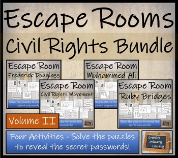 Preview of Civil Rights Escape Room Activity Bundle Volume 2 | 5th Grade & 6th Grade