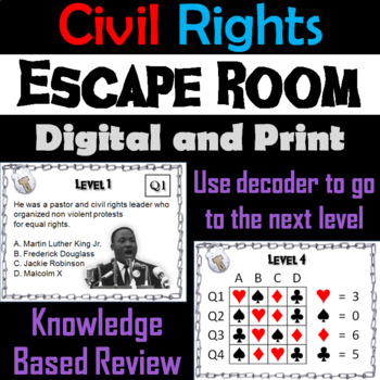 Preview of Civil Rights Movement Activity Escape Room: Black History, Rosa Parks, MLK, etc.
