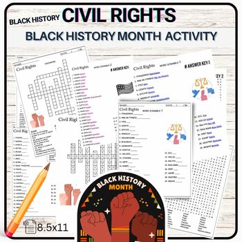 Preview of Civil Rights Games Worksheets Black History Month Activity