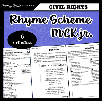 Preview of Civil Rights MLK Identify Rhyme Schemes in Poems Partners or Independent