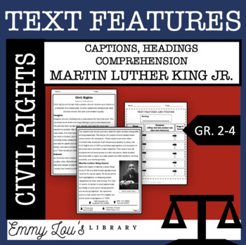 Preview of Civil Rights MLK Text Features Reading Passage and Comprehension