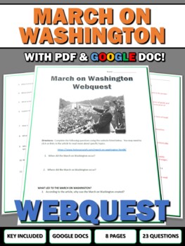 Preview of Civil Rights - March on Washington - Webquest with Key (Google Docs)