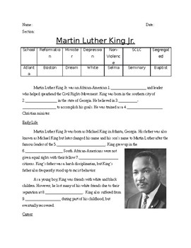 Martin Luther King Jr. by Dombroski Teaching | TPT