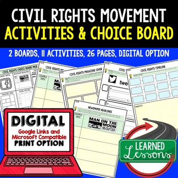 Preview of Civil Rights Movement Activities, Civil Rights Choice Board, Print & Google