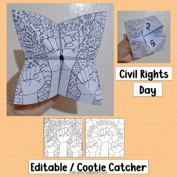 Preview of Civil Rights Movement Activities Cootie Catcher Martin Luther Writing Game Craft