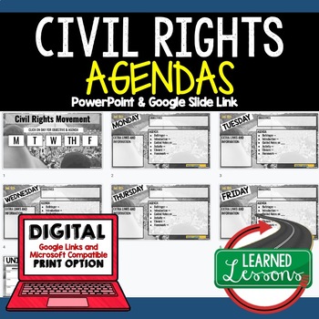 Preview of Civil Rights Movement Agenda PowerPoint & Google Slides Agenda