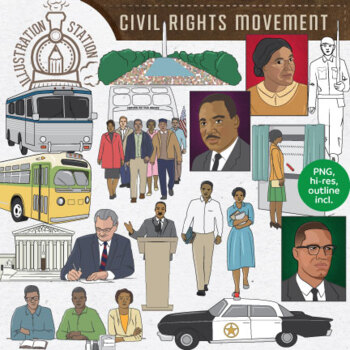 Preview of Civil Rights Movement Clip Art, Black History Clip Art