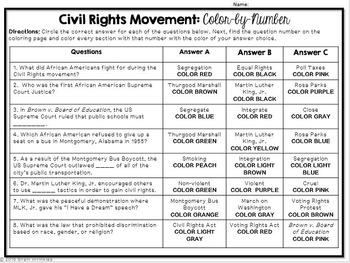civil rights movement colorbynumber activitybrain