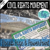 Civil Rights Movement Vocabulary Page and PowerPoint