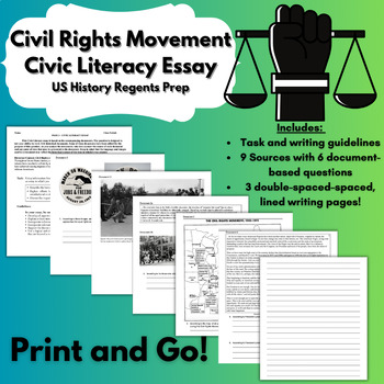 Preview of Civil Rights Movement DBQ and Civic Literacy Essay-US History Regents Prep