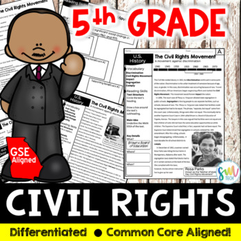 Preview of Civil Rights Movement DIFFERENTIATED Reading Worksheets (SS5H6b)