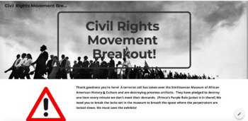 Preview of Civil Rights Movement Digital Breakout Escape Room