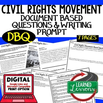 Preview of Civil Rights Movement Document Based Questions DBQ (American History)