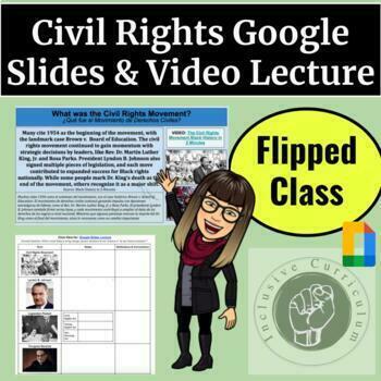 Preview of Civil Rights Movement Flipped Class Google Slides & Video Lecture  