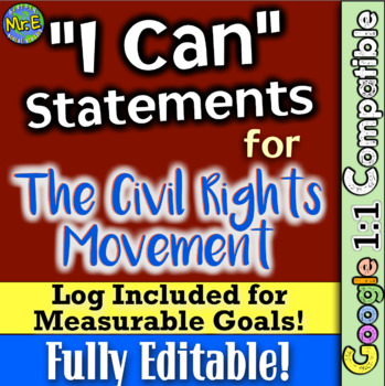 Preview of Civil Rights Movement "I Can" Statements & Log: Measure Student Learning!