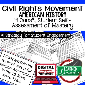 Civil Rights Movement I Cans Student Self Assessment Mastery-- American