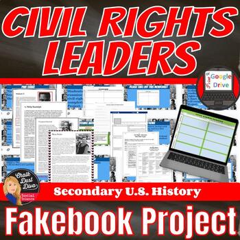 Preview of Civil Rights Movement LEADERS FakeBook Project - Print & Digital - Grades 8-12