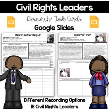 Preview of Civil Rights Movement Leaders GOOGLE SLIDES Research Task Cards